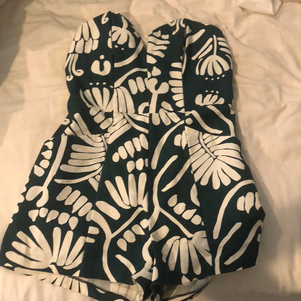 Green and White Romper